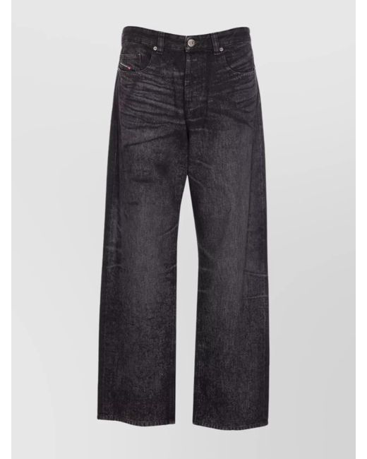 DIESEL Blue Denim Low-Rise Wide-Leg Jeans for men