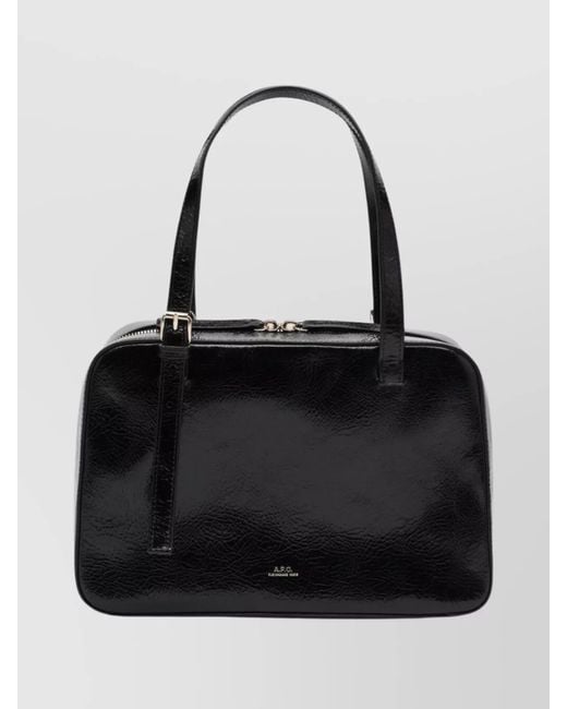A.P.C. Black Rectangular Leather Box Shoulder Bag
