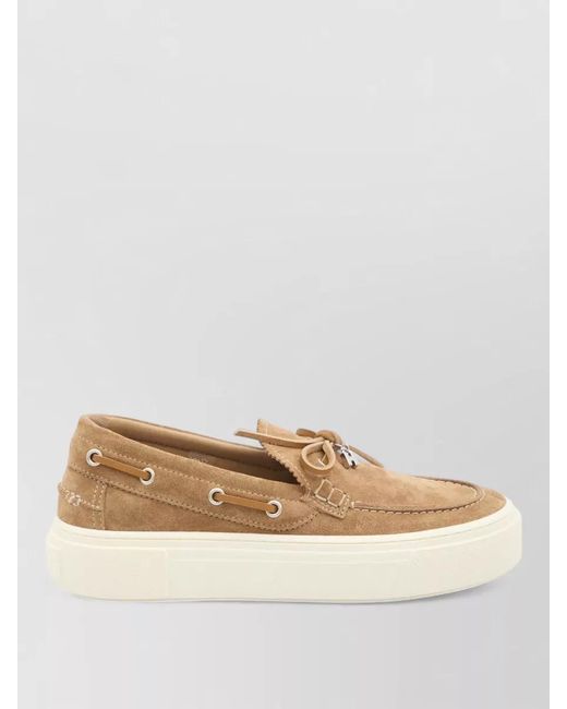 Hogan Natural Crosswind Suede Leather Loafers Boat Style