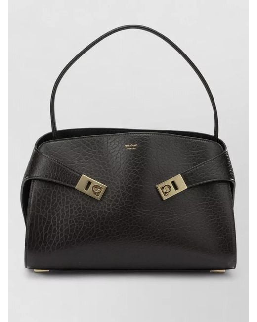 Ferragamo Black Hug Medium Shoulder Bag Top Handle