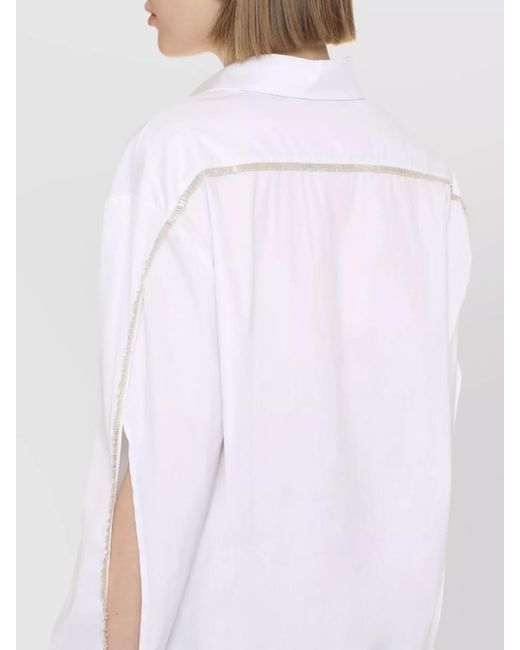 Genny White Embellished Stretch Poplin Shirt
