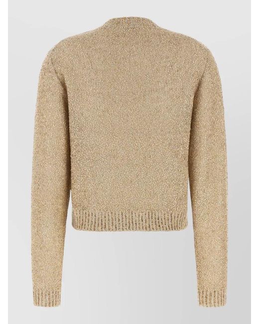Brunello Cucinelli Natural Sequined Ribbed Long-Sleeve Sweater