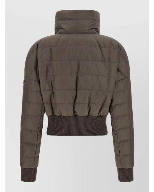 Rick Owens Gray Moncler Cropped Down Jacket High Collar