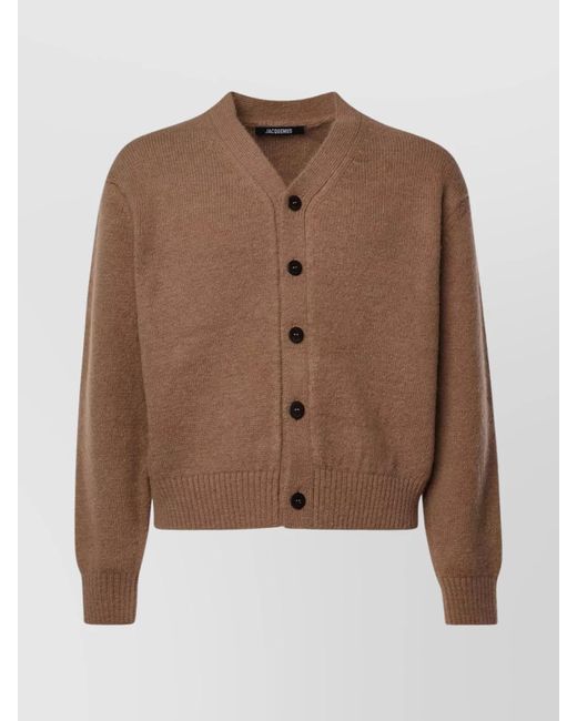 Jacquemus Brown Logo Alpaca Cardigan Unique Pattern for men