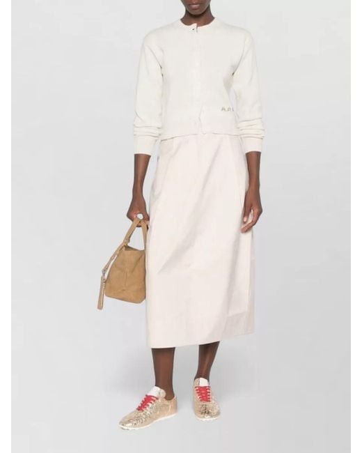 A.P.C. Natural Knit Cardigan Long Sleeves Ribbed Cuffs Hem