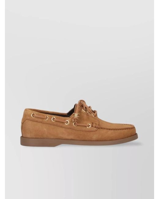Céline Brown Eyelet Detailing Suede Loafers