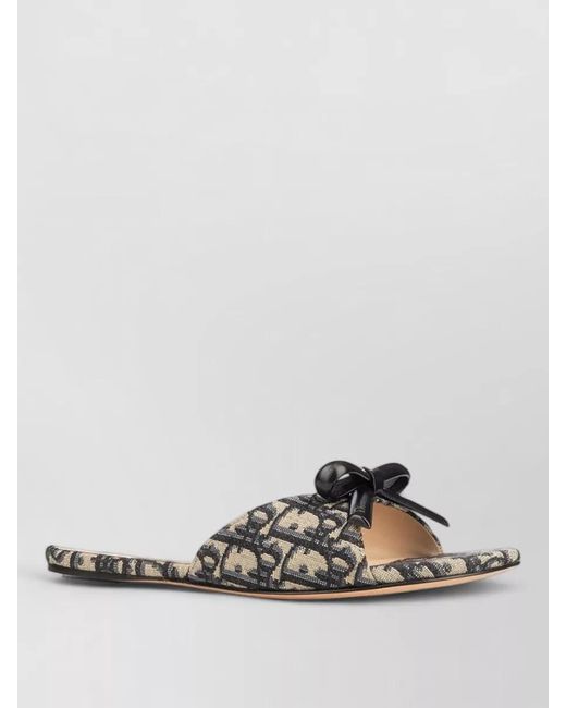 Dior Multicolor Slides Flat Sole Bow Detail Pattern