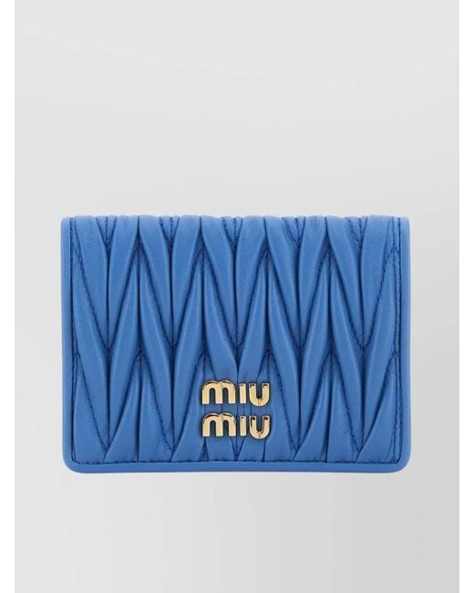 Miu Miu Blue Matelassé Leather Cardholder