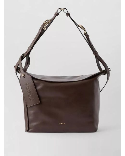 Furla Brown Ginevra Medium Shoulder Bag Adjustable Strap