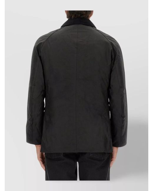 Barbour Black Stylish Jacket With Collar And Pockets for men