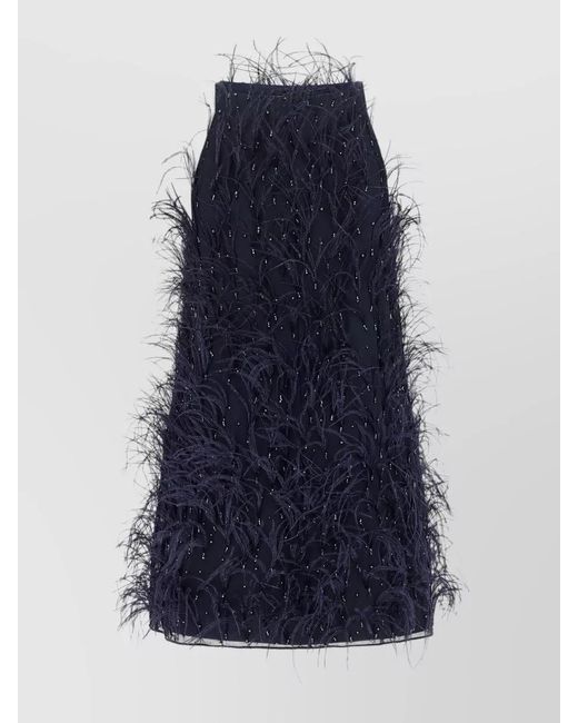 Pinko Blue Feather-Embellished Sleeveless Mini Dress