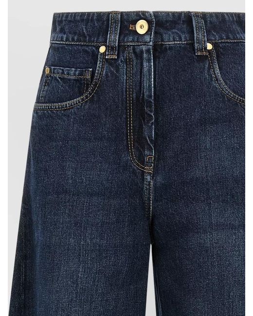 Brunello Cucinelli Blue Denim Barrel-Leg Wide-Leg Trousers