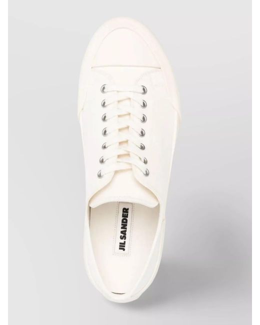 Jil Sander White Canvas Low-Top Sneakers