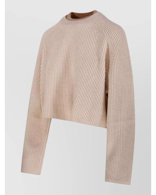 Max Mara Natural Crew Neck Cropped Knit Long Sleeve