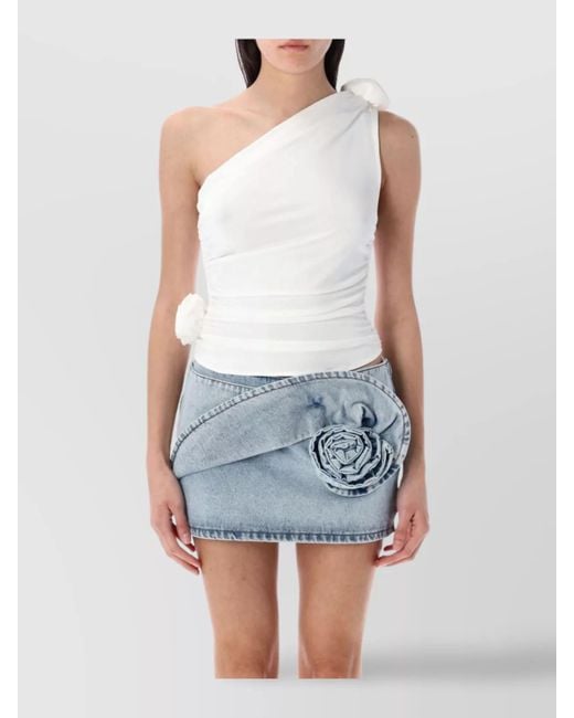 Magda Butrym Blue One-Shoulder Slim-Fit Top