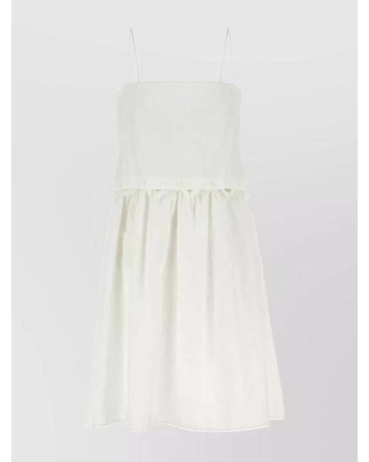 Miu Miu White Cotton Linen Mini Dress