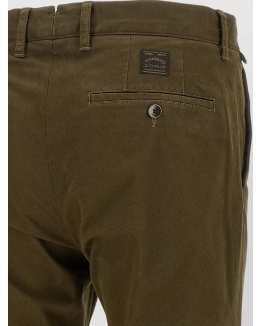 Incotex Green Cotton Trousers Belt Loops Back Pockets for men