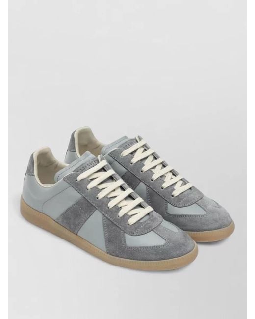 Maison Margiela Metallic Sneakers Contrast Stitching Low Top Rubber Sole