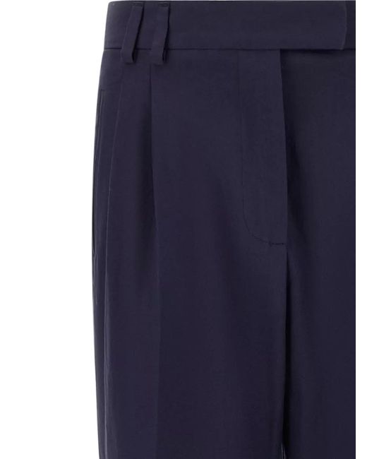 Alberto Biani Blue Albertino Tailored Pants Pleats Cuffs Belt Loops