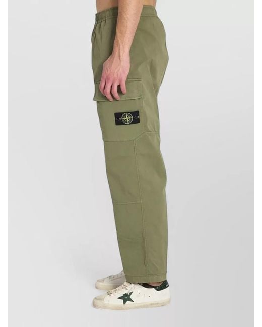 Stone Island Green Cotton Loose-Fit Wide-Leg Trousers for men