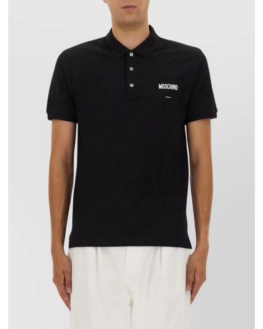 Moschino Black Cotton Piqué Polo Shirt for men
