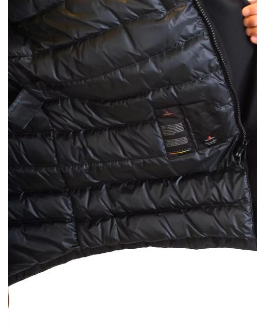 Peuterey Black Long Hooded Jacket Arm Patch Side Pockets for men