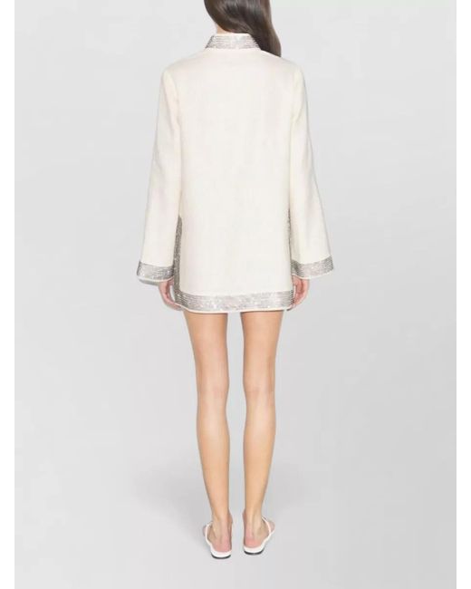 Tory Burch White Crystal Embellished Tunic Beachwear Knee Length