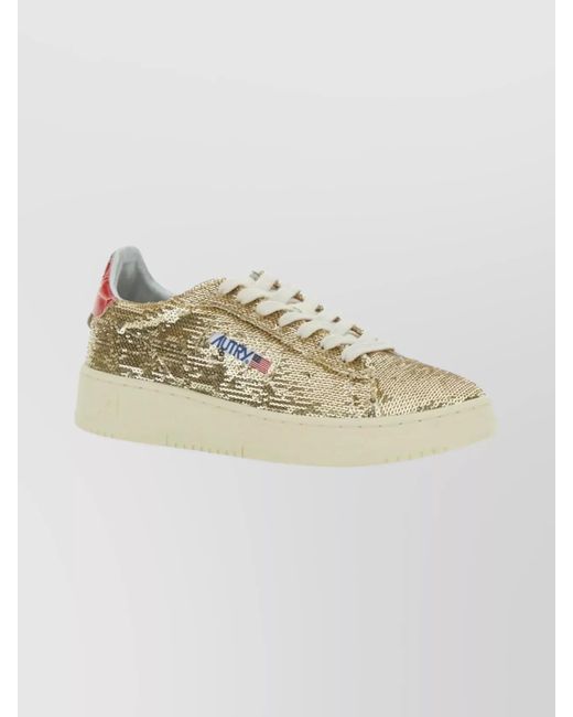 Autry Metallic Embellished Low Top Lace-Up Sneakers