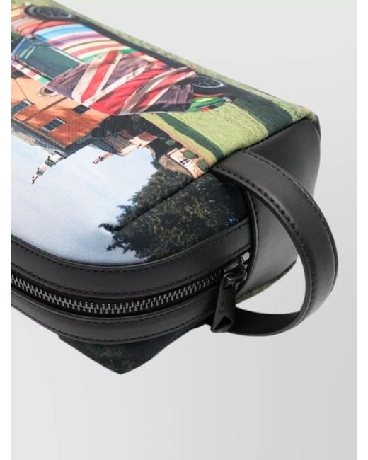 Paul Smith Gray Langar Hall Mini Graphic Print Washbag for men