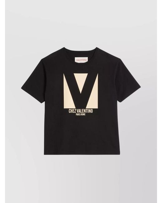 Valentino Garavani Black Cotton Crewneck T-Shirt for men