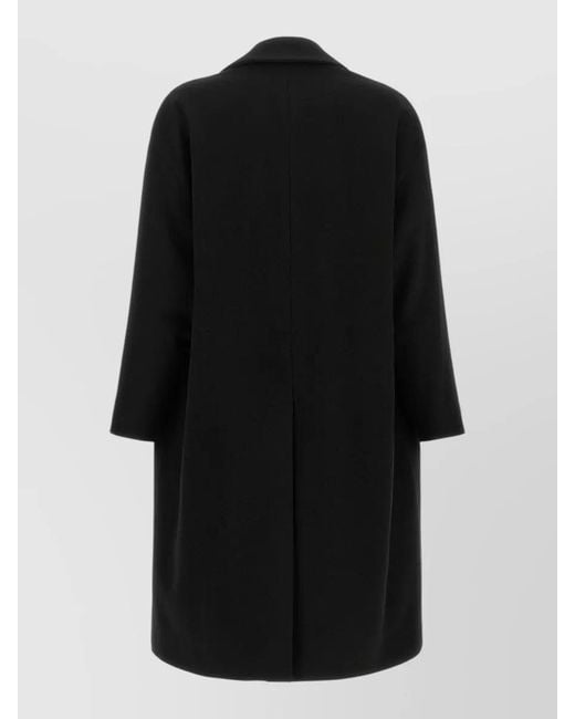 Alberto Biani Black Wool Oversized Double-Breasted Coat