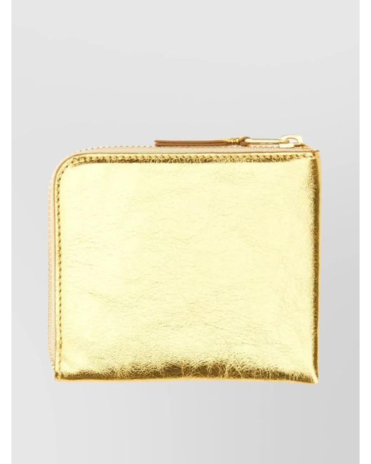 Comme des Garçons Metallic Finish Leather Wallet Featuring Flap