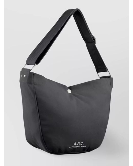 A.P.C. Black Adjustable Strap Unlined Diary Bag