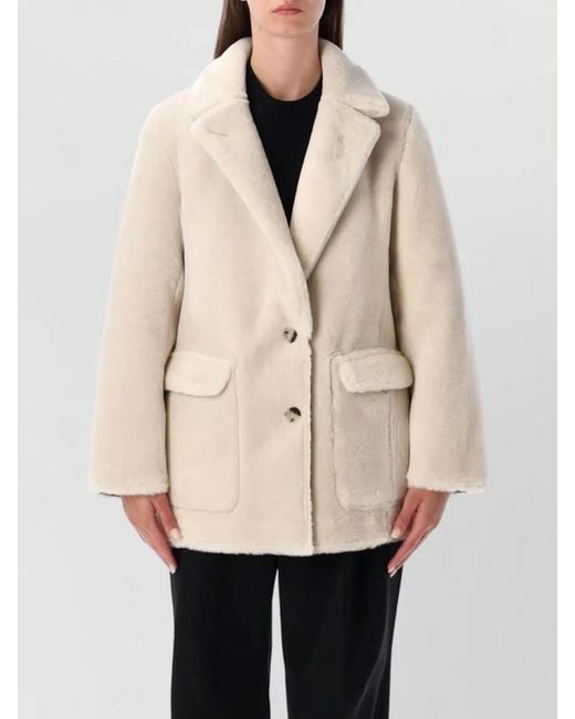 Urbancode Black Reversible Faux Fur Coat Tailored Lapels