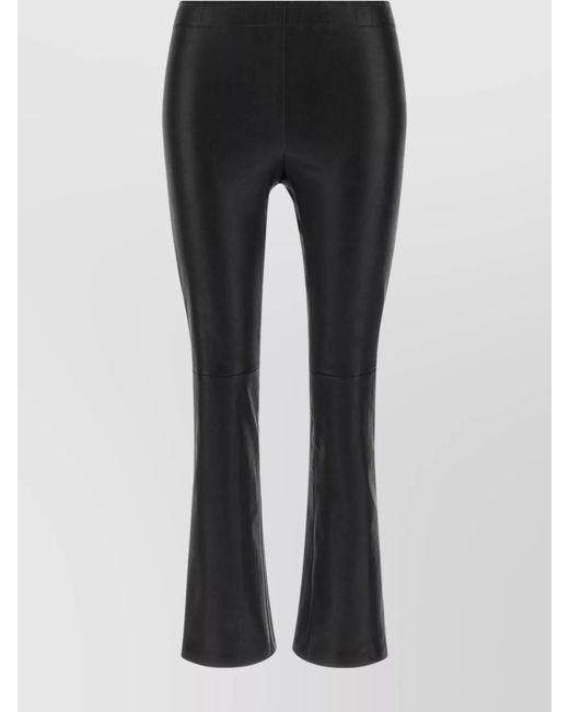 Stouls Black Leather Slim-Fit Cropped Flared Trousers