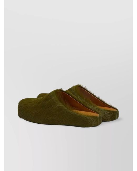 Marni Green Calf Hair Slippers