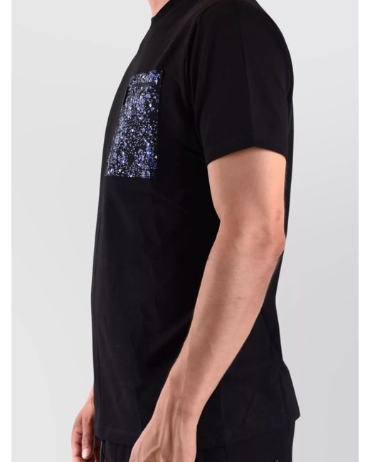 Karl Lagerfeld Black Pocket Graphic Print Round Neck T-Shirt for men