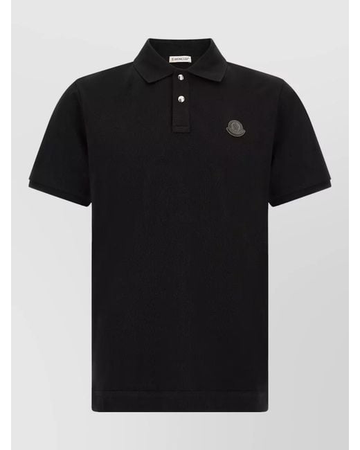 Moncler Black Leather Polo Shirt for men