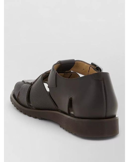 Paraboot Black Pacific Sandals Open Toe Flat Sole Leather for men
