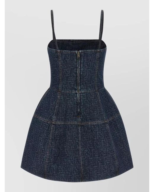 Fendi Blue 'Ff' Denim Dress