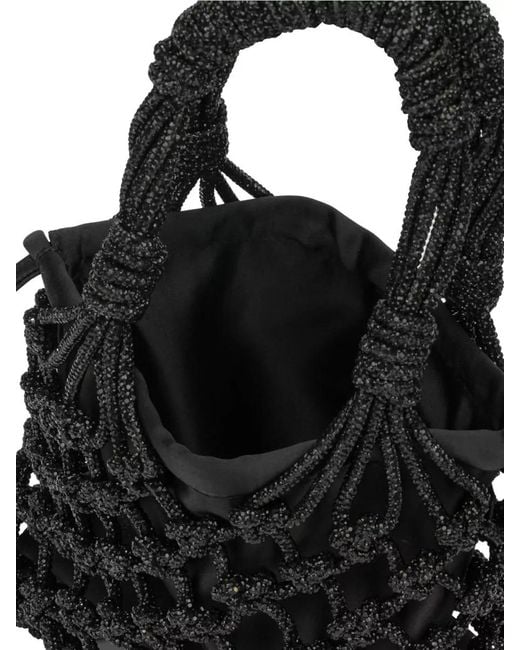 Pinko Black Tote Bag Adjustable Straps Beaded Design