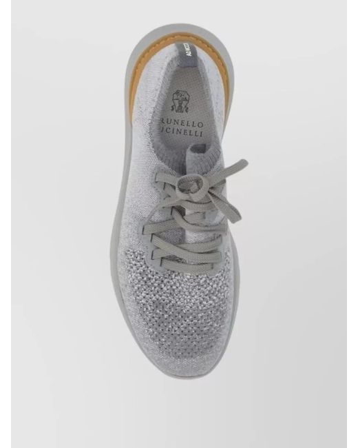 Brunello Cucinelli Gray Cotton Low-Top Sneakers for men
