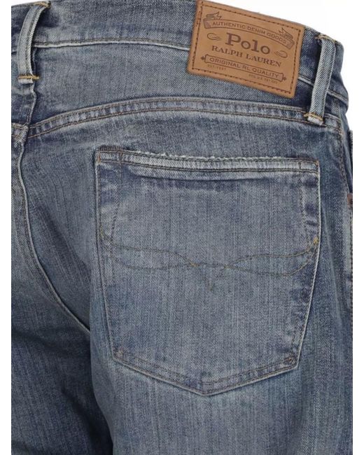Polo Ralph Lauren Blue Straight Leg Trousers Faded Effect for men