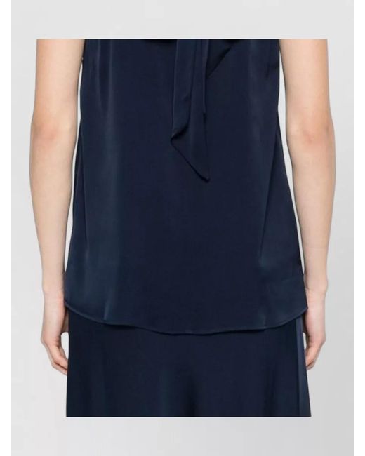 Silk95five Blue Villette Halterneck Top Bow Detail