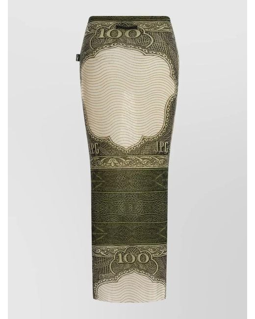 Jean Paul Gaultier Green Printed Fitted Skirt