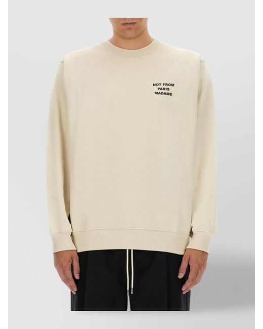 Drole de Monsieur Natural Cotton Logo Print Crew Neck Sweatshirt for men
