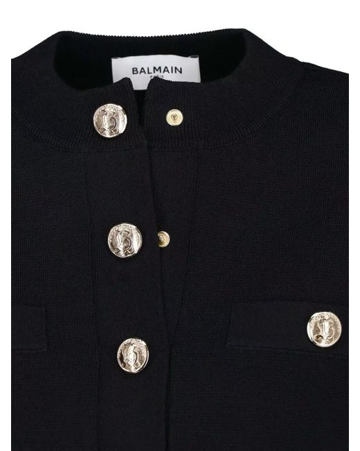 Balmain Black Round-Neck Cardigan