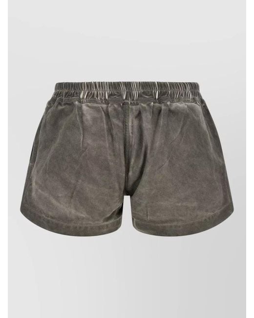 Rick Owens Gray Cotton Relaxed-Fit Shorts