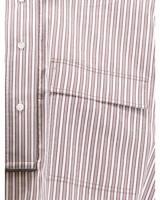 Brunello Cucinelli Gray Striped Shirt