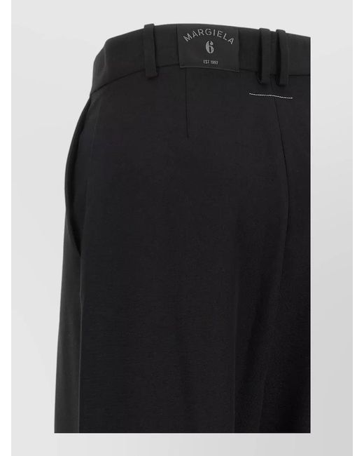 MM6 by Maison Margiela Black Margiela 6 Pleated Wide Leg Pants Loops